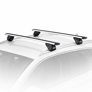 Hapro Cronos Aero 3 aluminium dakdragers gemonteerd op auto met open dakrail