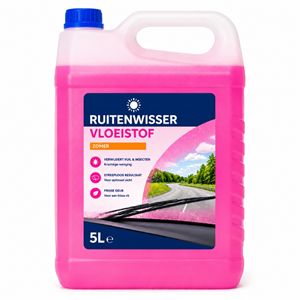 5 liter roze ruitenwisservloeistof voor de zomer in kunststof fles