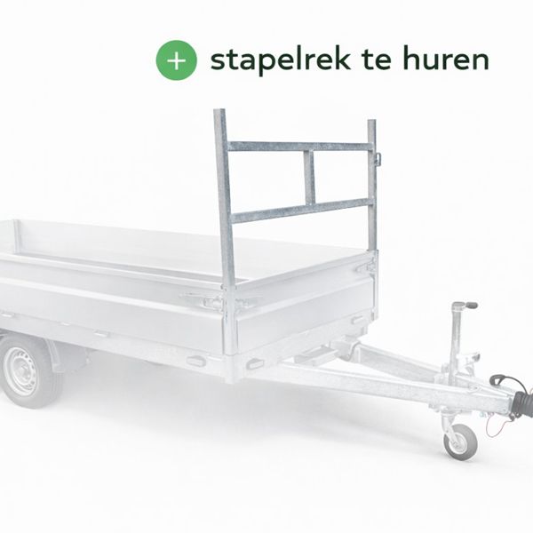 Hapert Azure H-1 plateauwagen 1350kg met stapelrek (optioneel te huren) Hapert Azure H-1 plateauwagen 260x150 1350kg met stapelrek optie te huur (transparante weergave)