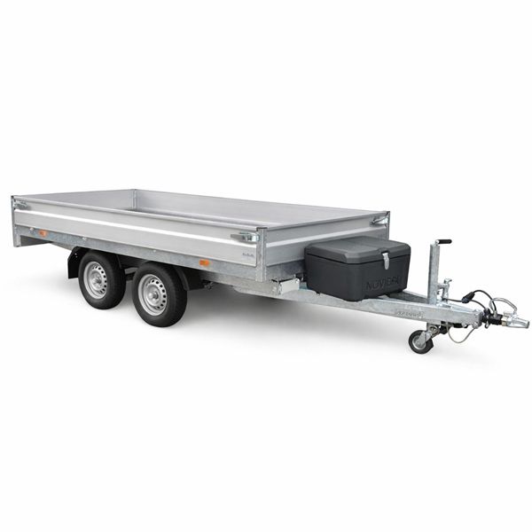 Hapert Azure plateauwagen 335x180 2000kg met Noviobox disselkist Hapert Azure plateauwagen 335x180 2000kg met kunststof Noviobox disselkist op dissel