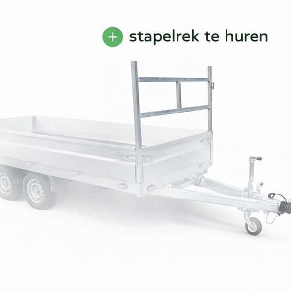 Hapert Azure plateauwagen 335x180 2000kg met stapelrek (te huur) Hapert Azure plateauwagen 335x180 2000kg met stapelrek, optioneel te huren