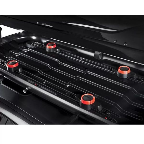 Hapro dakkoffer bevestigingssysteem binnenzijde – veilig en stevig gemonteerd Interieur Hapro dakbox met bevestigingssysteem en draaiknoppen